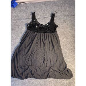 R&M Richards Cocktail Dress Women's Size 6 Black Sequin Wide Strap Round Neck